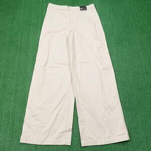 Express Pants Womens 6 Beige Cropped Wide‎ Leg High Rise Stretch Cotton Casual